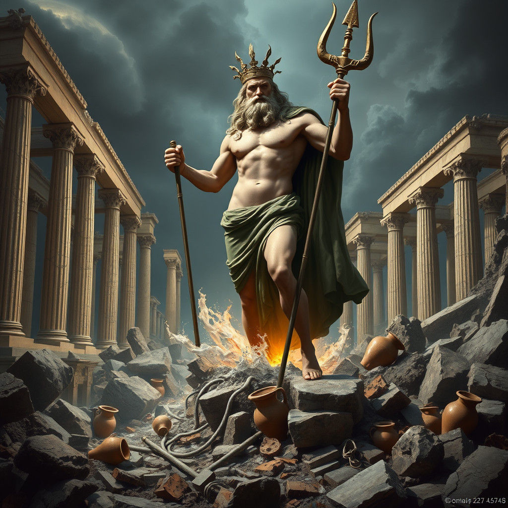 Poseidon Unleashes Earthquake in Ancient Greece