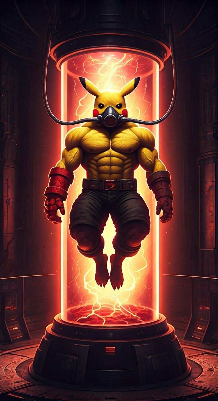 Cyberpunk Hybrid Monster in DNA Vortex