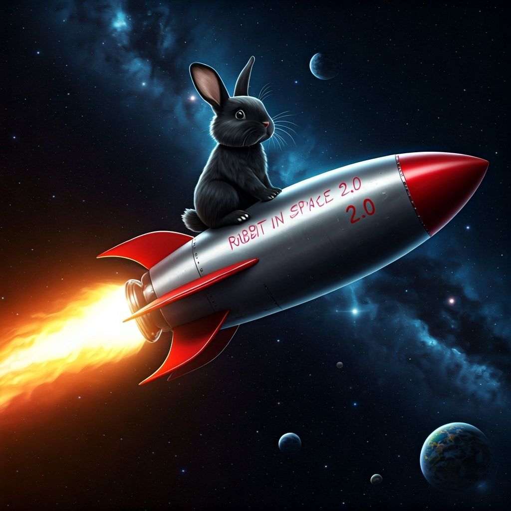 Bunny's Galactic Voyage in a Rocket Ship