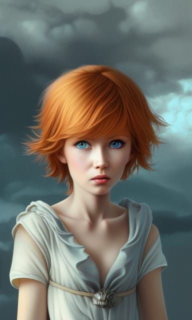 Ginger Maiden Portrait in Manga Style