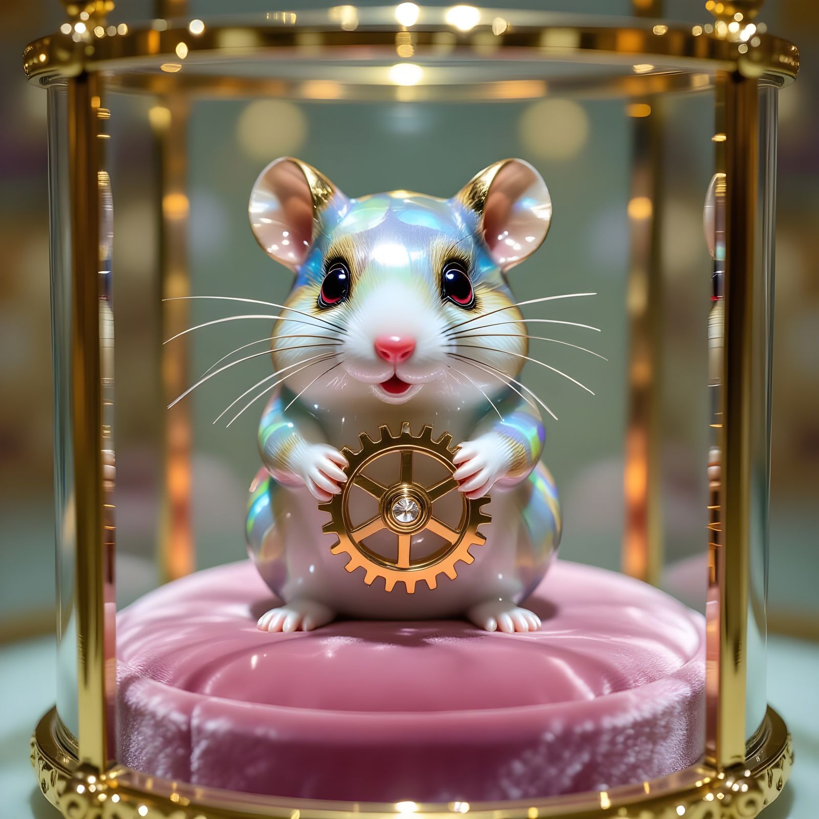 Gemstone Hamster Figurine in Fabergé Style