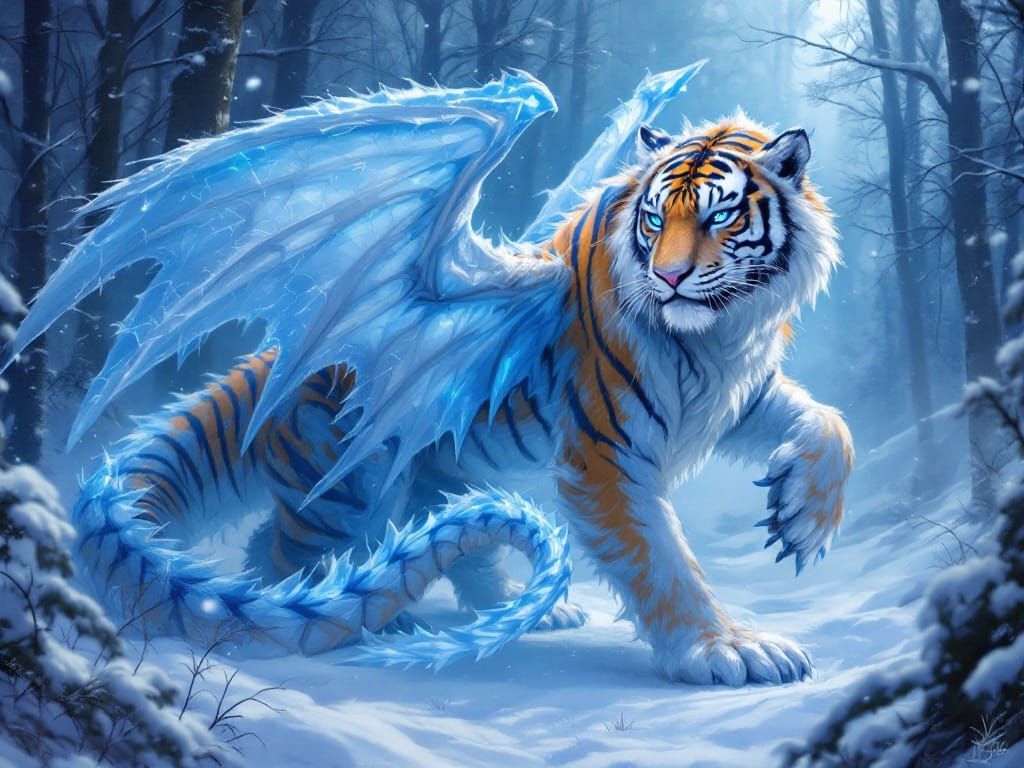 Regal Hybrid Beast Reigns Over Icy Winter Realm