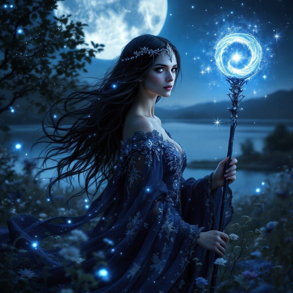 Midnight Sorceress in Starlight Robes