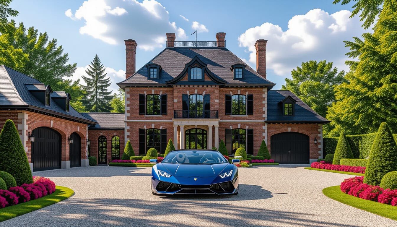 Victorian Chateau with Lamborghini in Monet Style