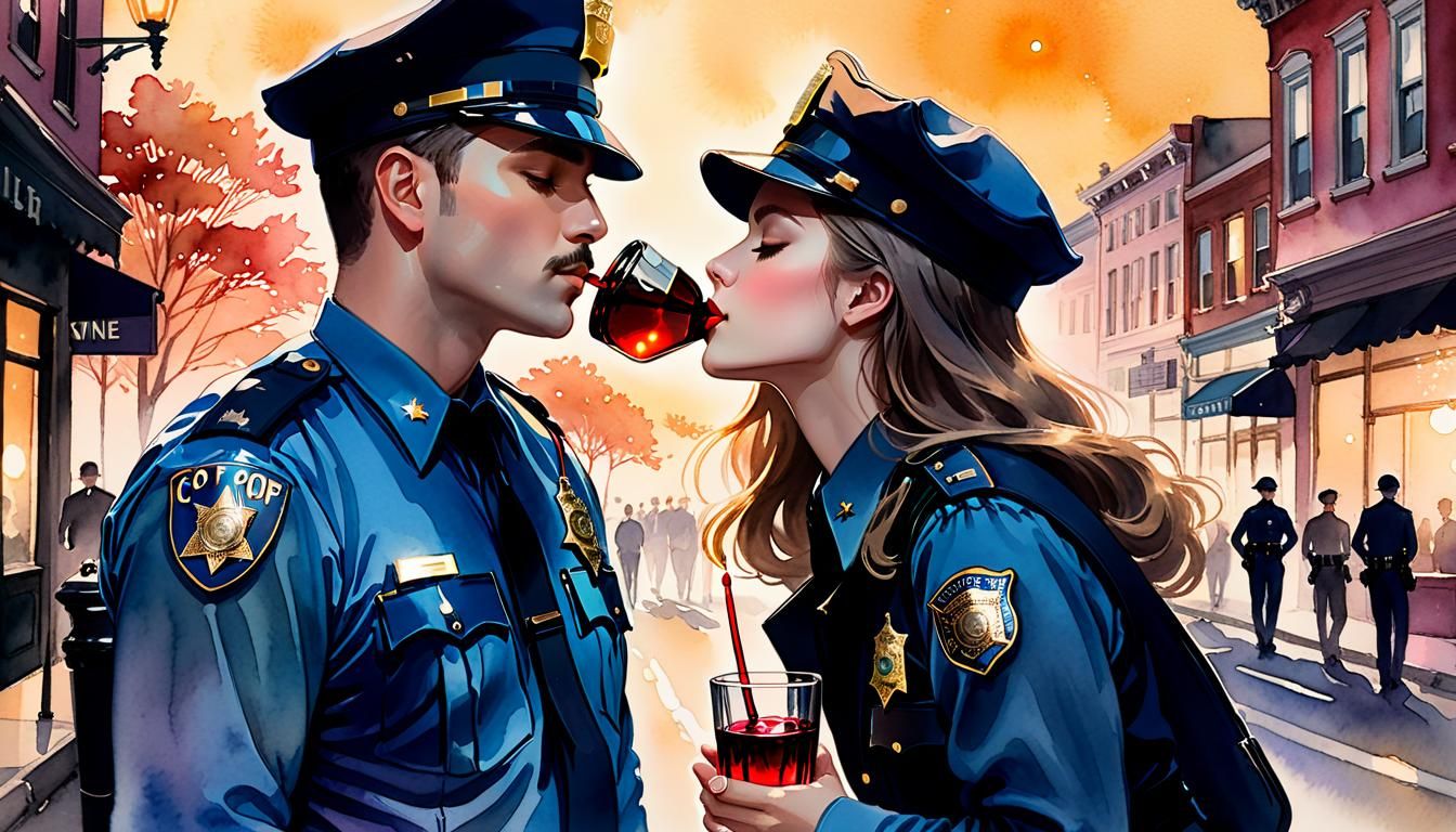 Surreal Kissing Spree Illustration in Watercolor