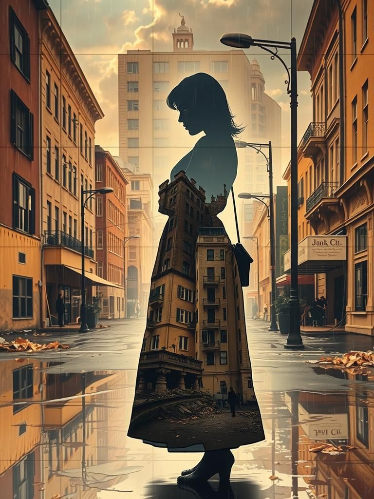 Double exposure Solitary Silhouette