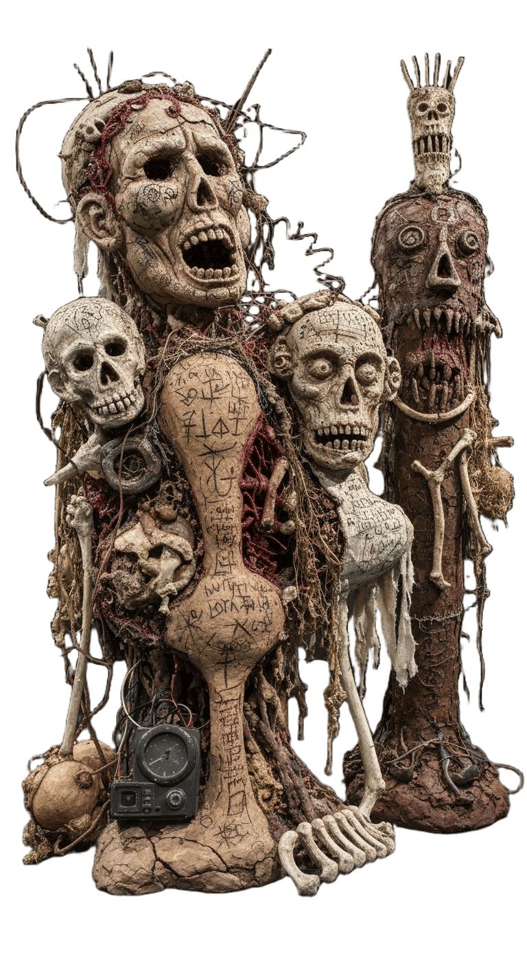 Visceral Sculpture in Brutal Outsider Art Style