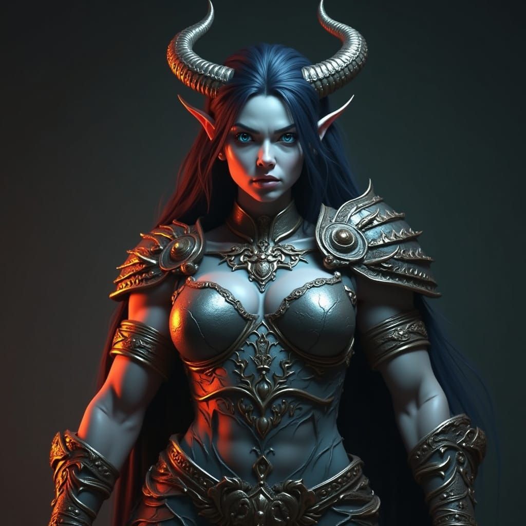 Imposing Drow Matriarch in Ornate Armor