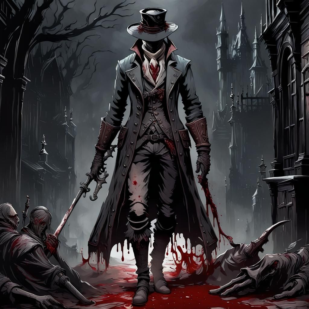 Bloodborne Inspired Bloody Gouache Melting Acrylic Scene