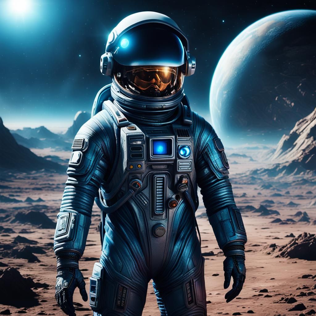 Astronaut on Alien Planet in Hyper-Realistic Sci-Fi Art