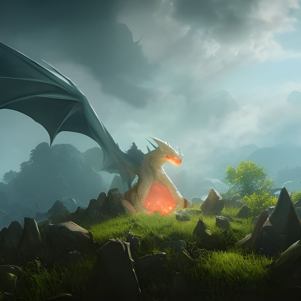 Fantasy Dragon Nest with Giant Eggs Concept Art