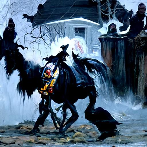 Headless Horseman in Oil Painting Style