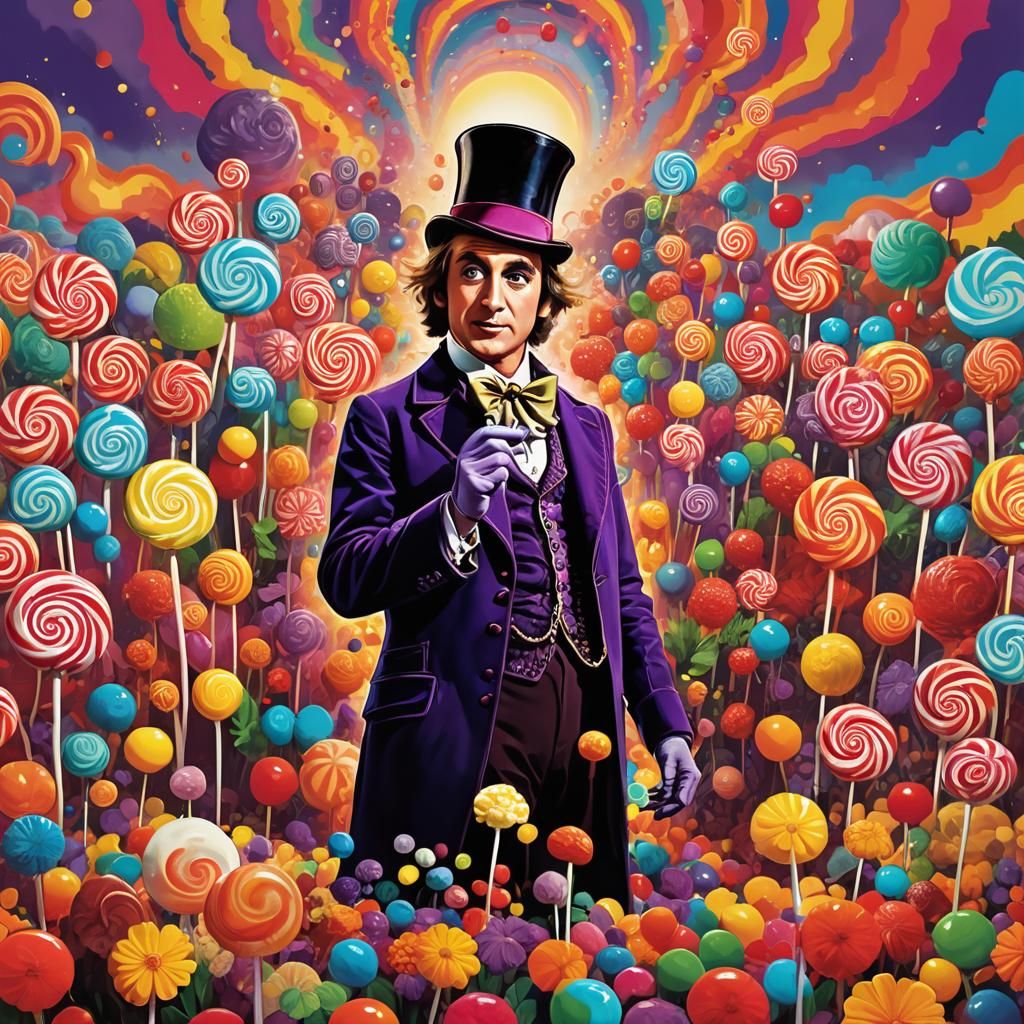 Psychedelic Rock Poster Art of Willy Wonka