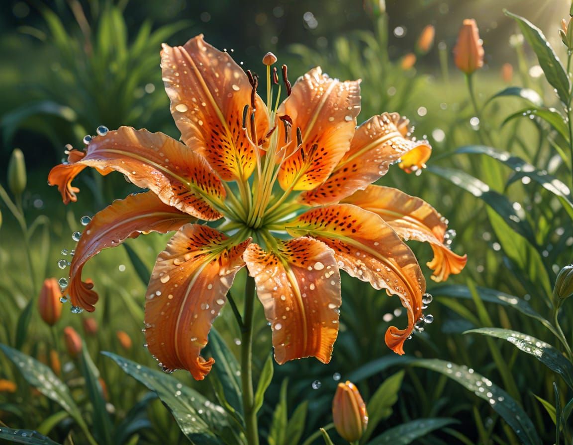 Detailed Digital Painting of a Tiger Lily Flower