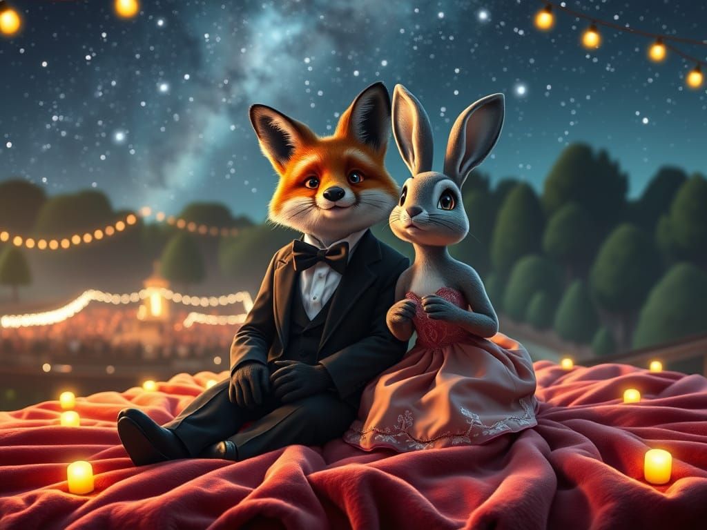 Sophisticated Anthropomorphic Animals Enjoy Symphony Under S...