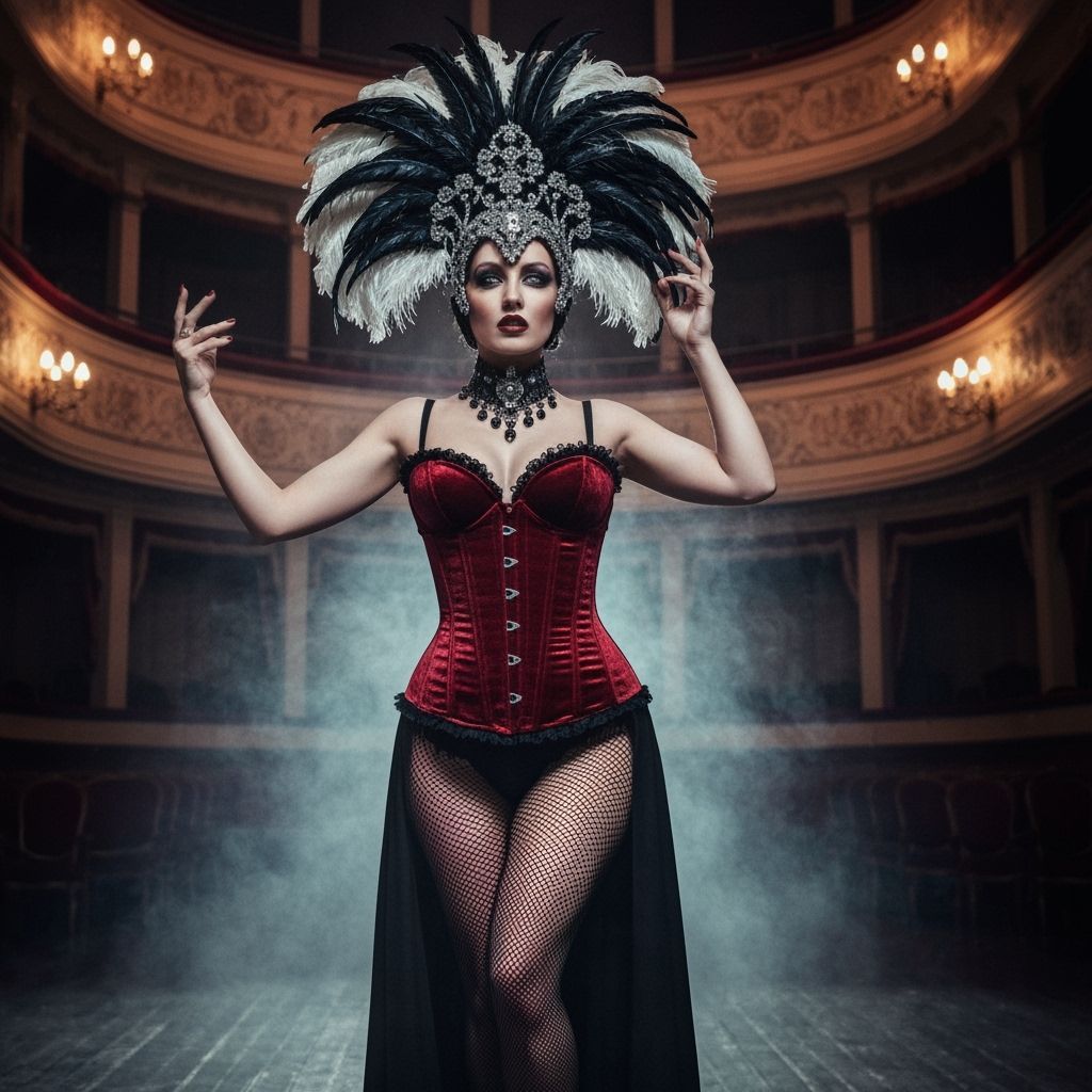 Gothic Cabaret Dancer in a Vintage Theater