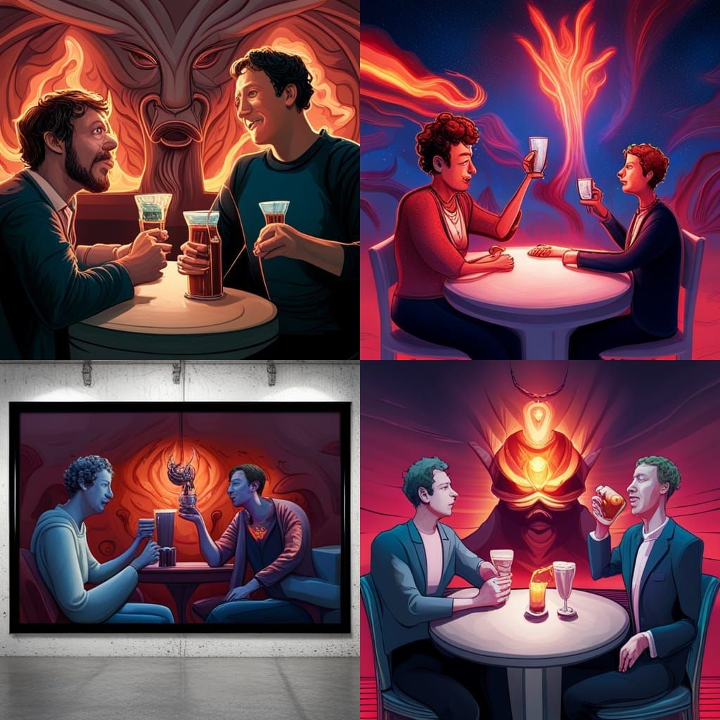 Satan and Zuckerberg Have Drinks: Hyperrealistic Concept Art