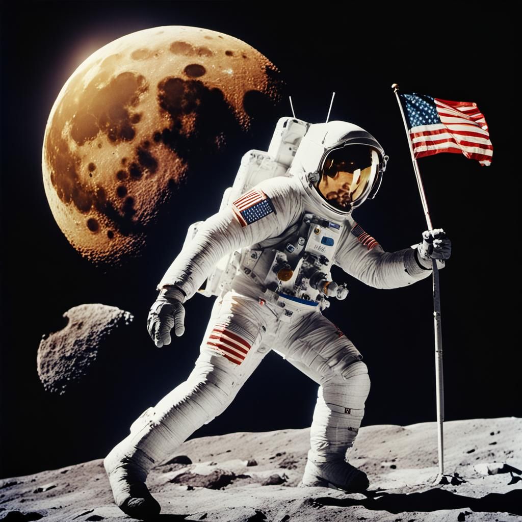 Moon Landing 1969: American Flag on the Moon