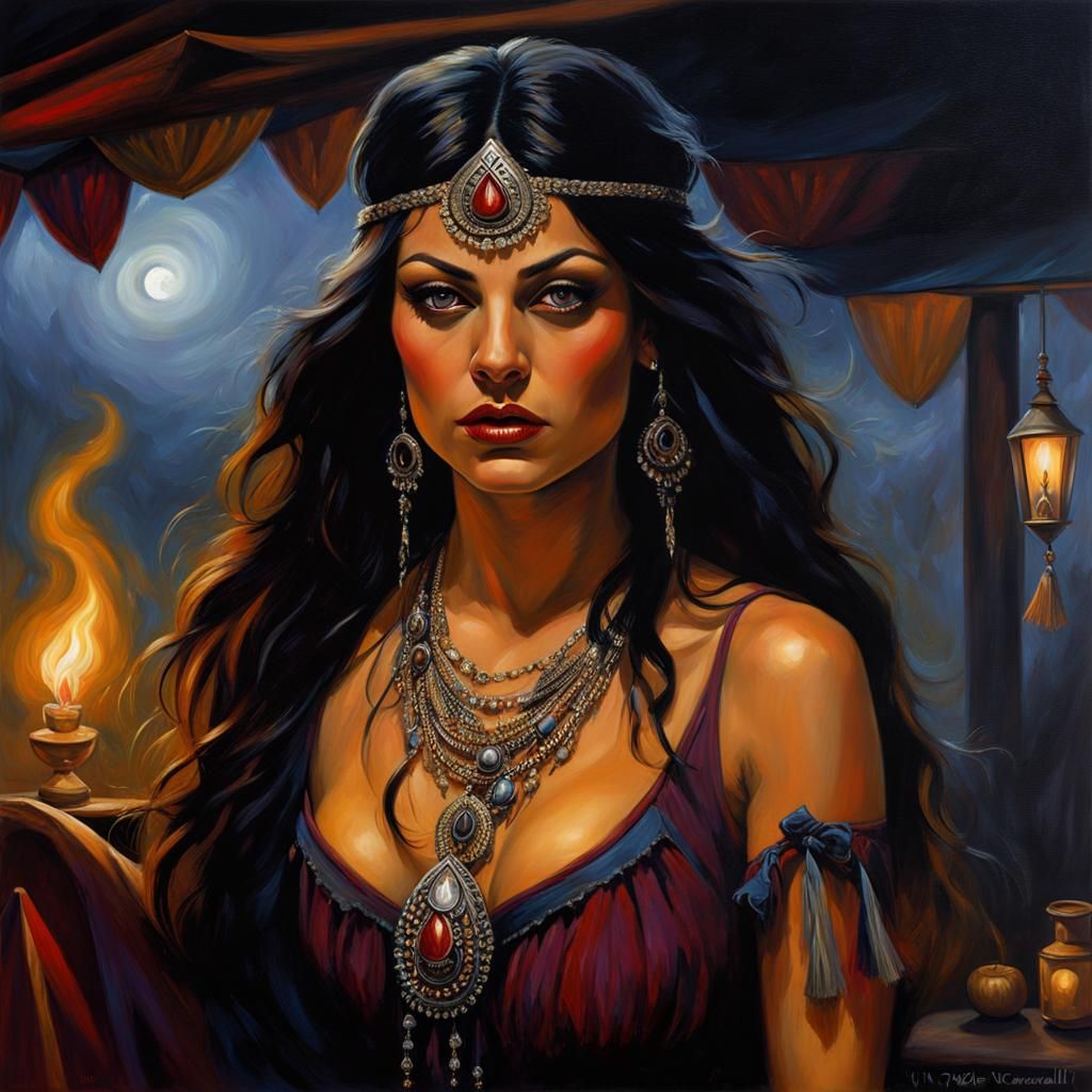 Gypsy Dancer in Oil Painting Style