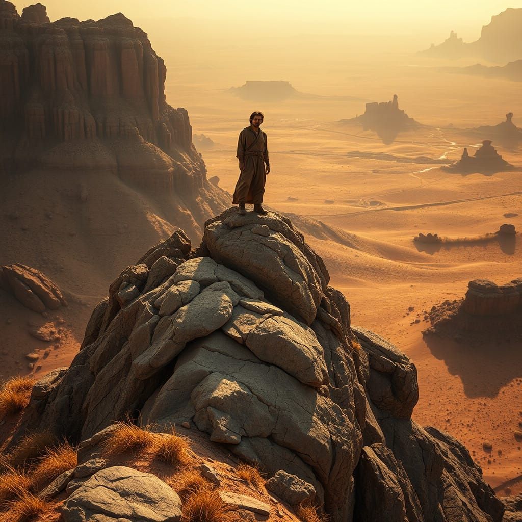 Ethereal Figure in Earth-Toned Southwest Landscape