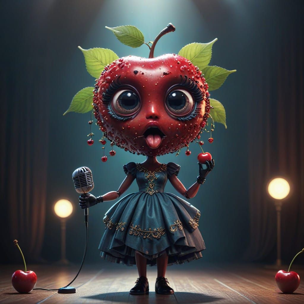 Epic Cherry Berry Diva Shines on Stage in a Dramatic Digital...