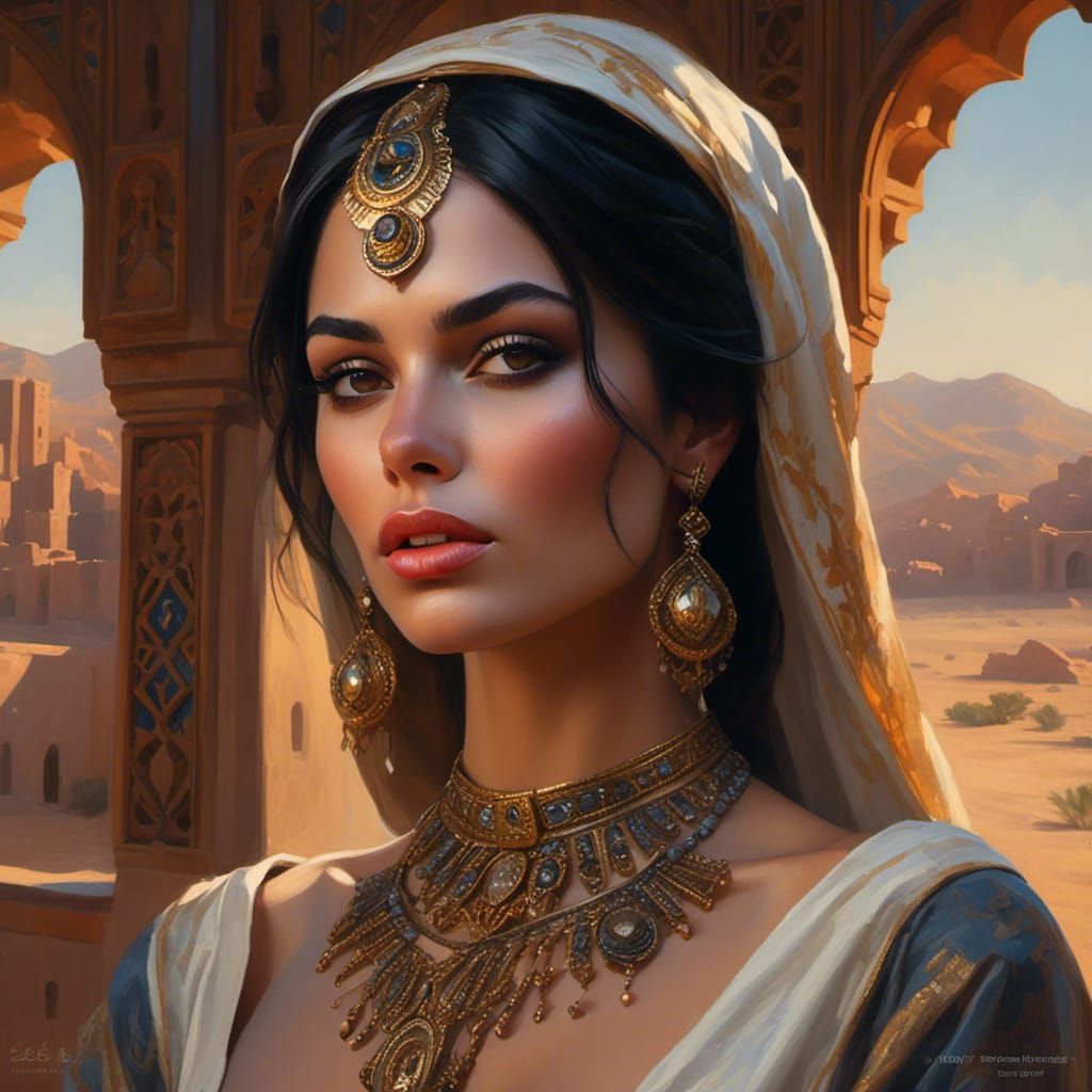 Gorgeous Arabic Woman Portrait in Fantasy Style