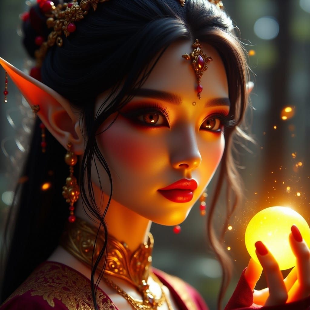 Elf Princess Portrait with Temporal Light Spell