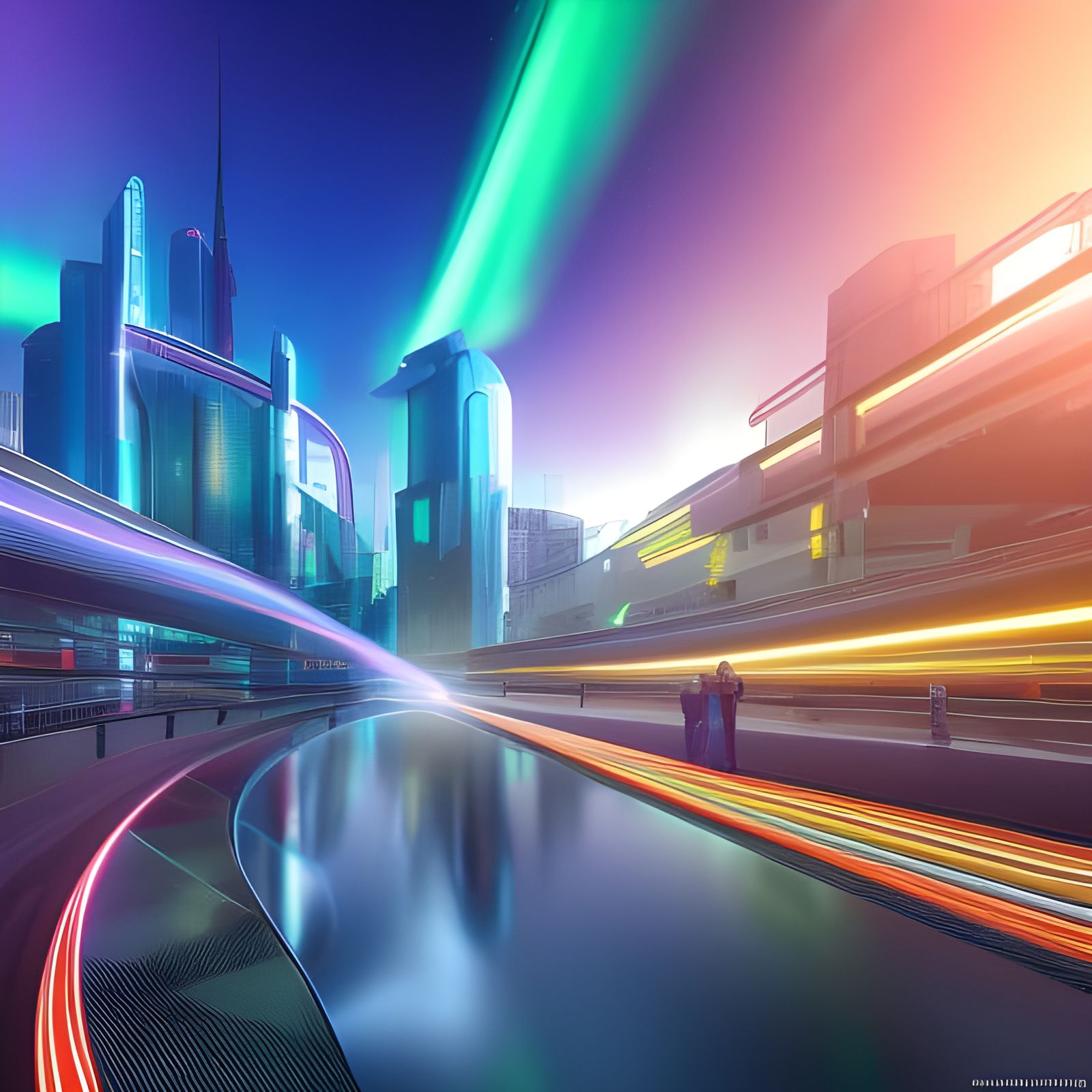 Radiant Aurora in Cyberpunk Style, 8K Resolution