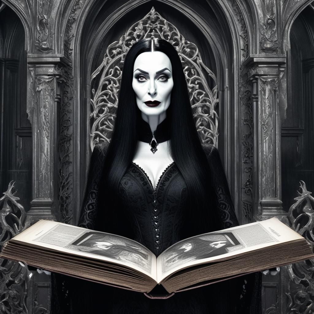 Morticia Addams Emerges: Baroque Gothic Art Illustration