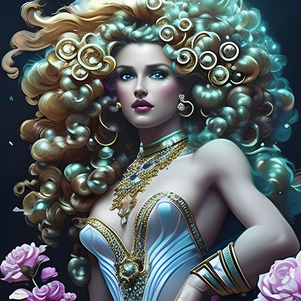 Crystalline Queen Portrait in Art Nouveau Style