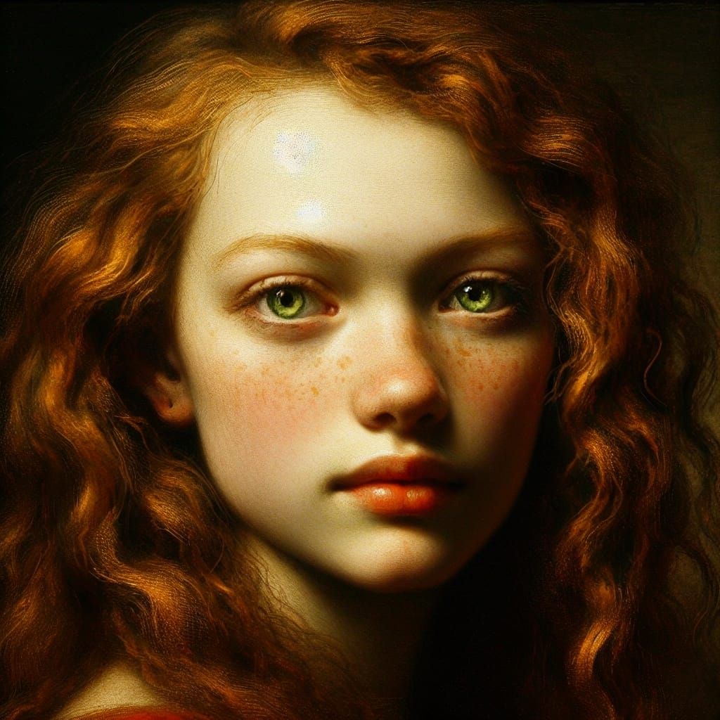 Woman with Red Hair in Rembrandt Style
