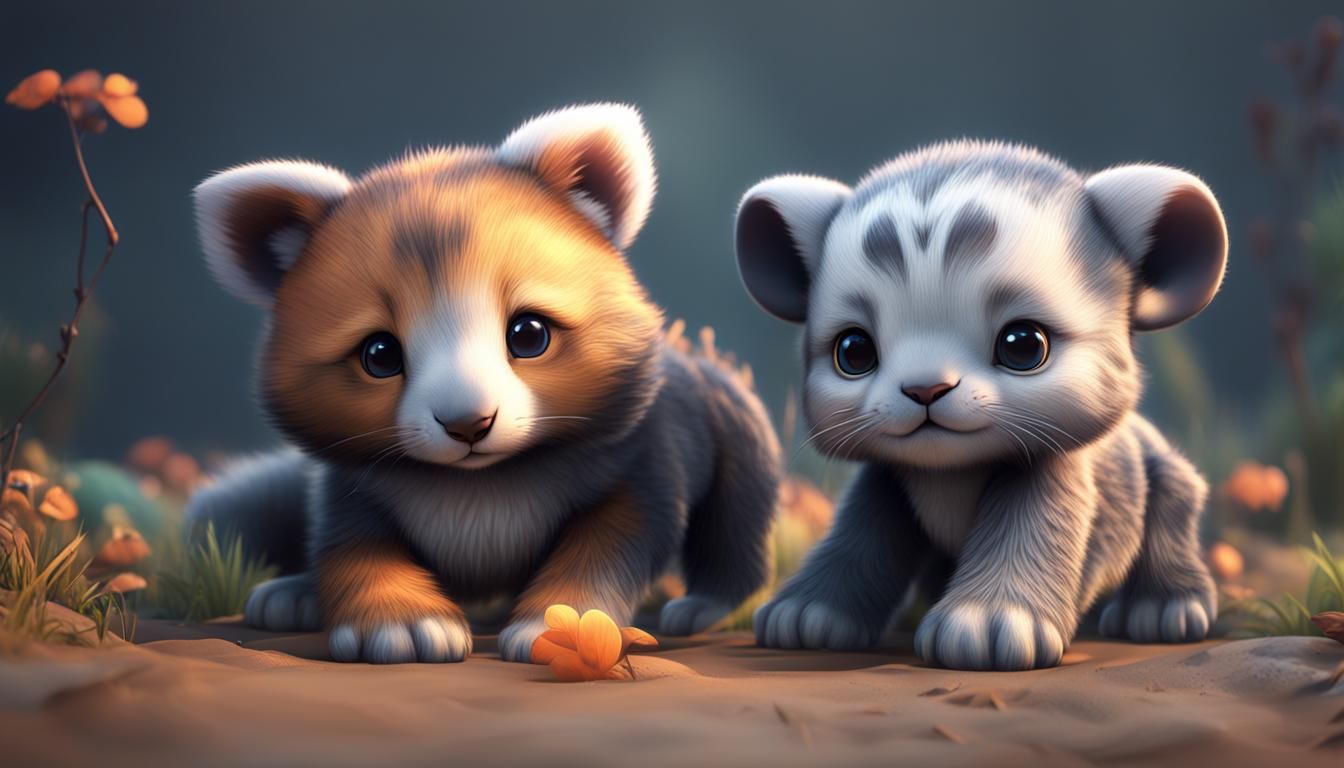 Adorable Baby Animals in 3D Shading