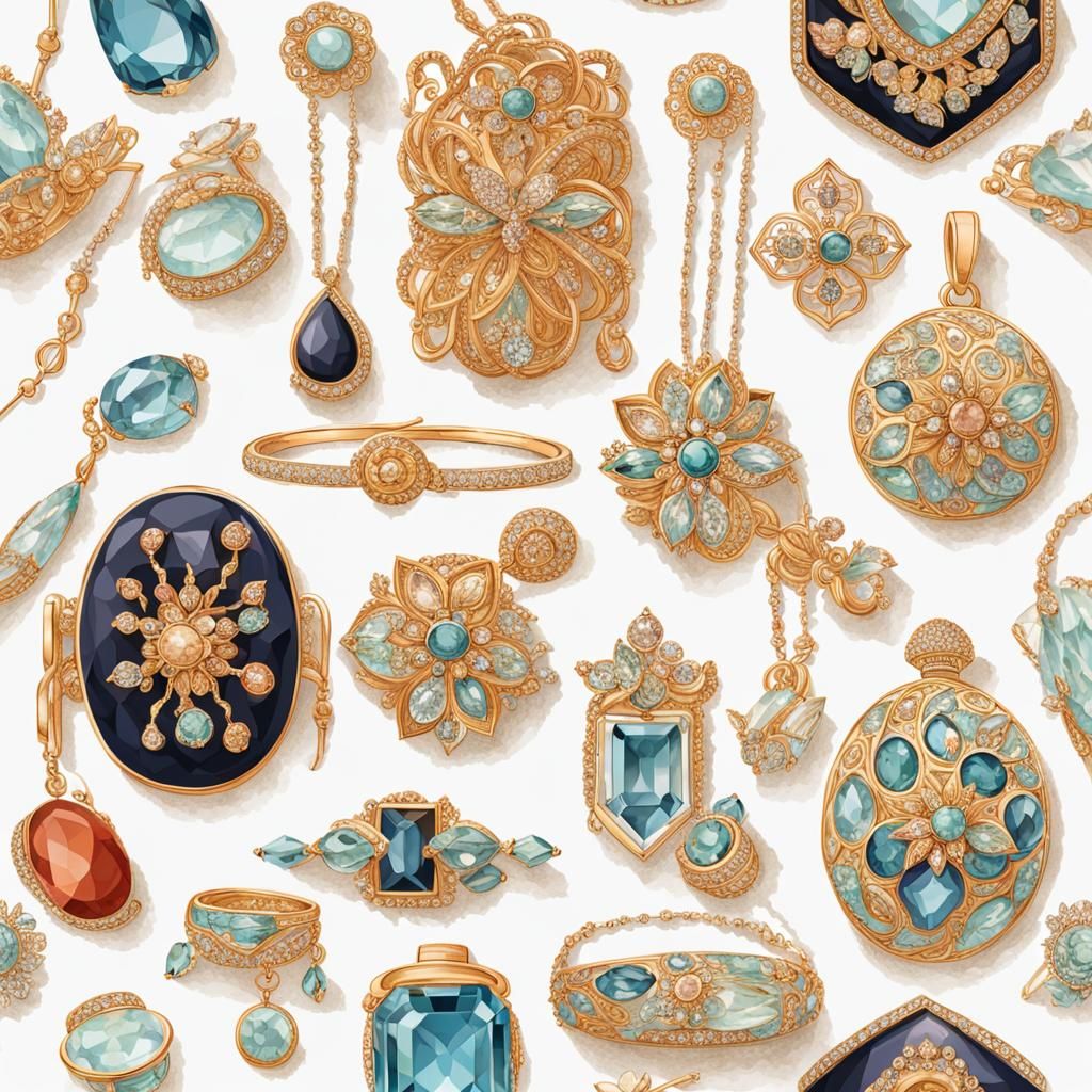 Crystal Embellished Jewelry and Sculptures: Elegant Illustra...