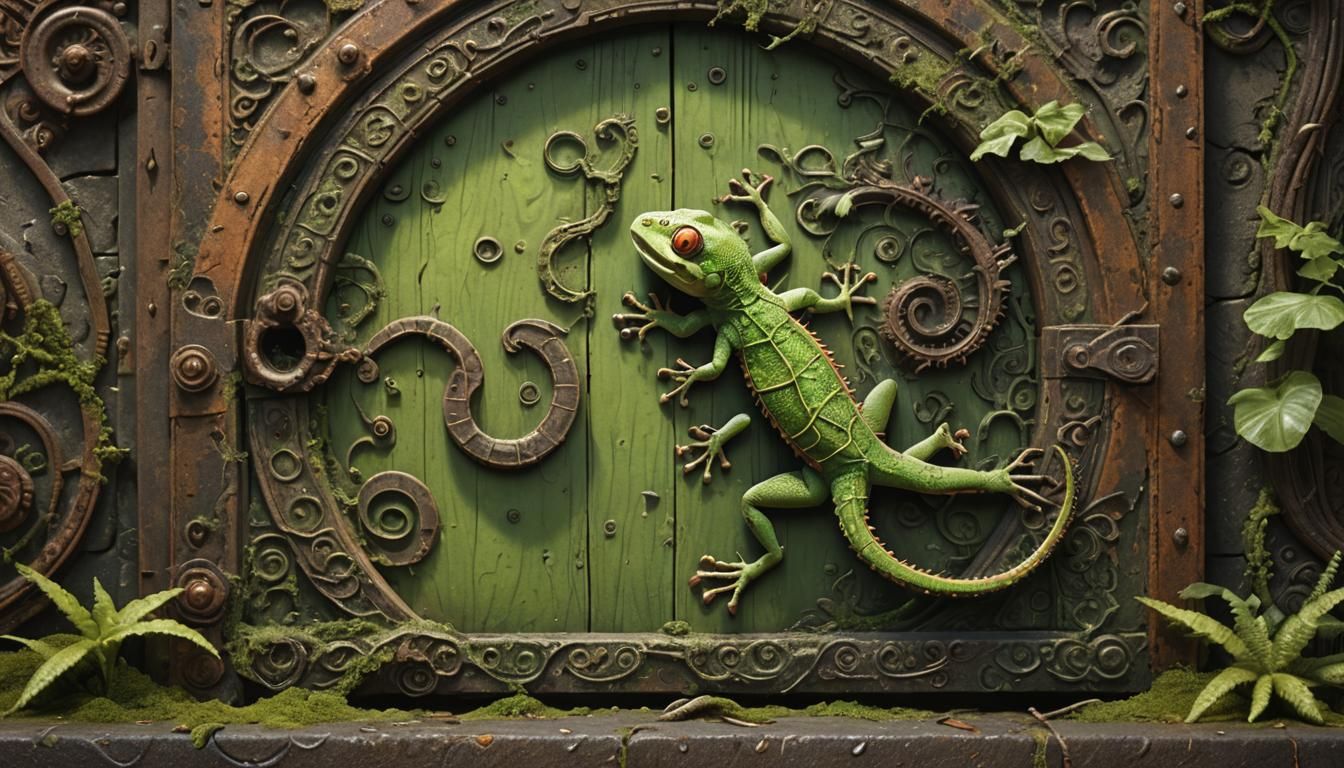 Gecko and Centipede on Royal Door