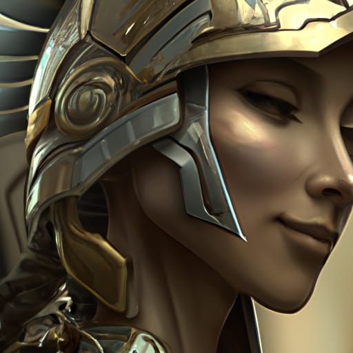 Roman War Goddess in Armor: Digital Art Portrait