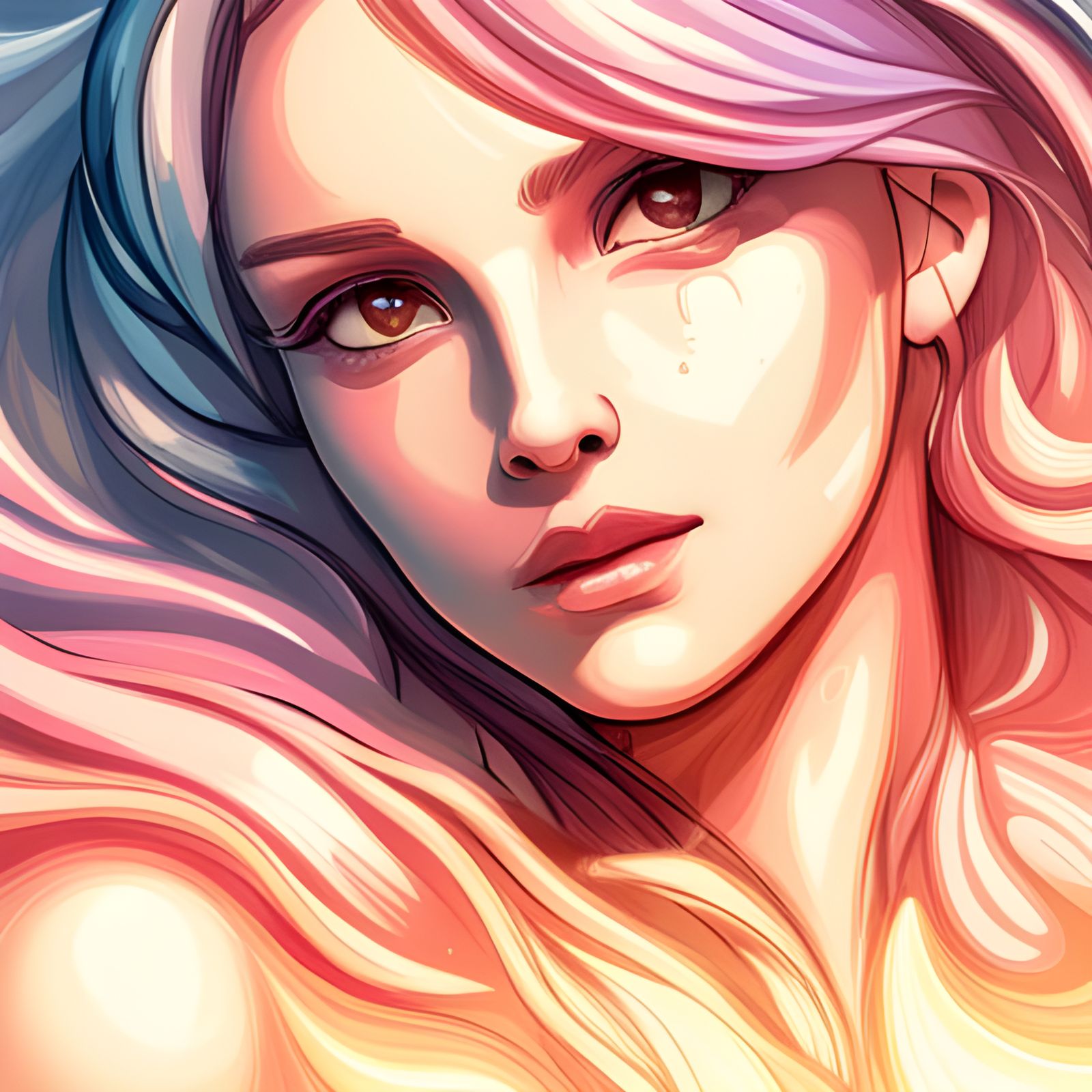 Ethereal Water Woman: A Digital Painting