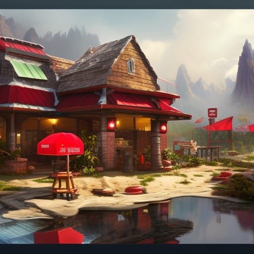 Detailed Matte Painting of Chick-fil-a in 8k