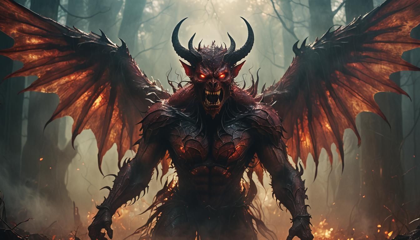 Ethereal Demon Emerges in Surreal Biomechanical Style