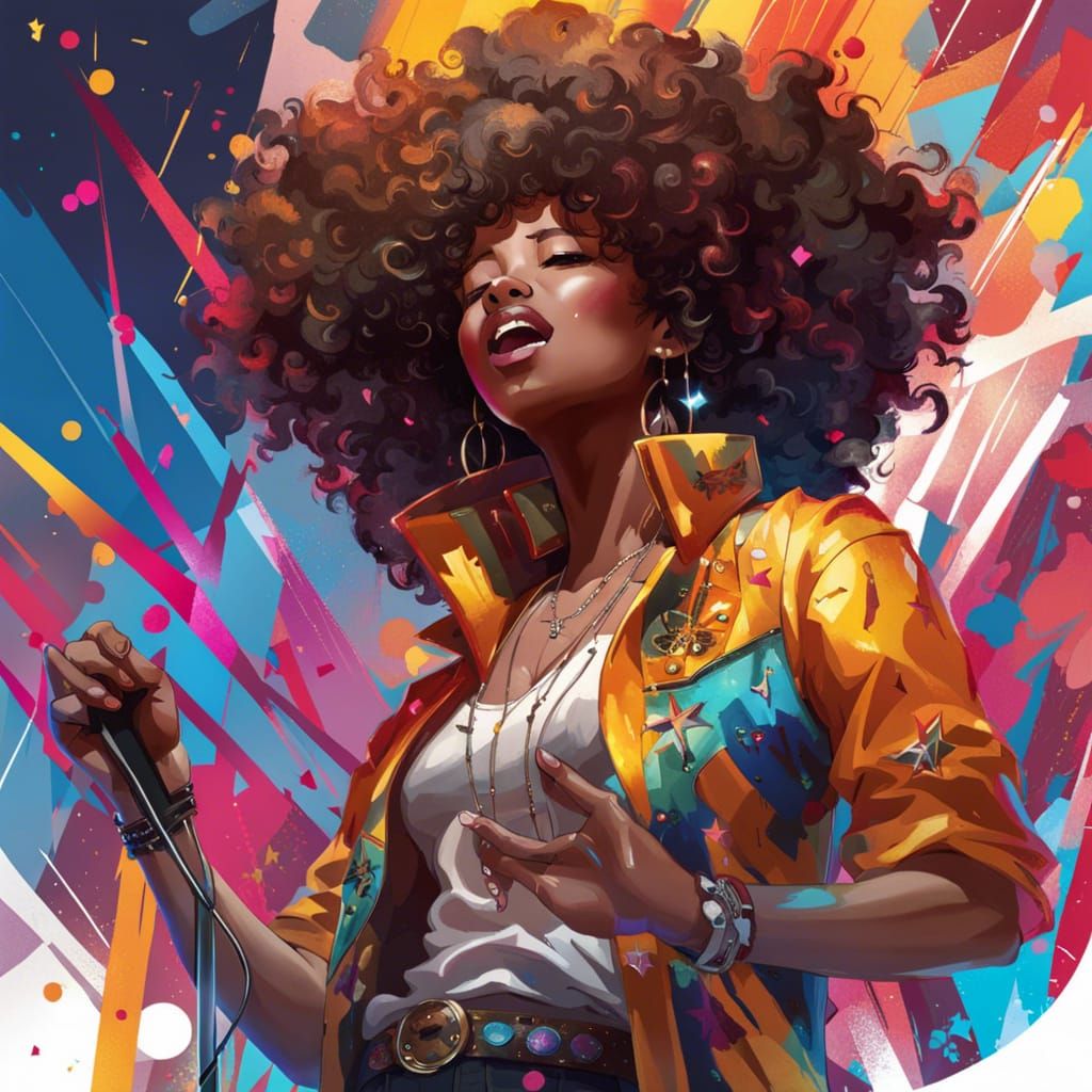 Rockstar Singing at Concert in Vivid Colors