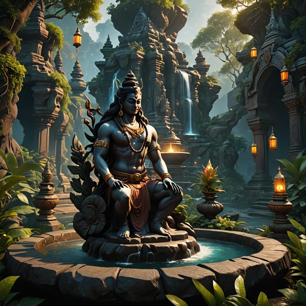 Lord Shiva Meditating: Detailed Matte Painting