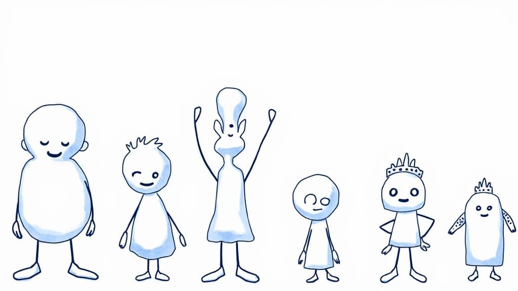 A line of chibi characters