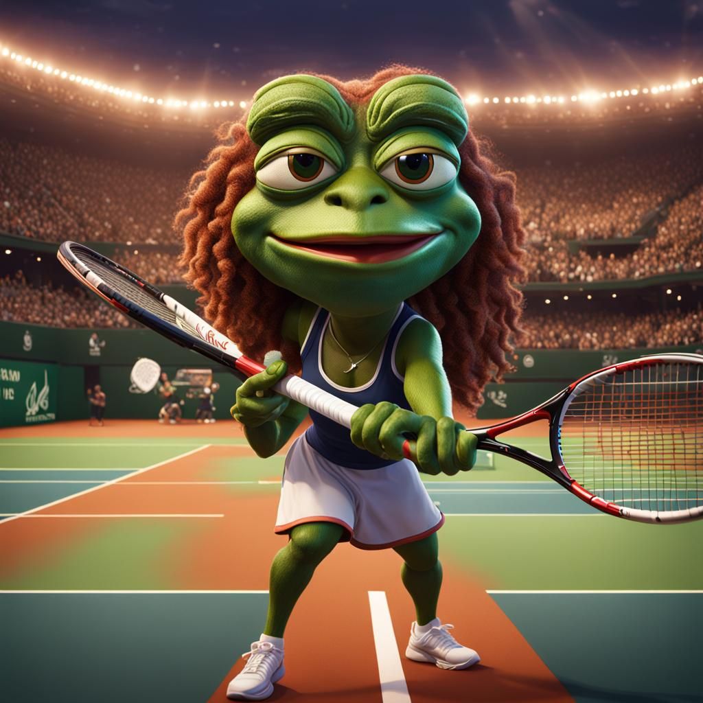 Pepe the Frog as Serena Williams Playing Tennis