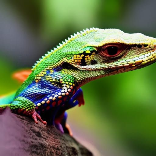 Superhero Lizard En Route to Lair: Hyperrealistic