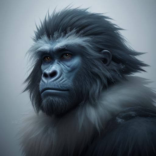 Minnesota Iceman: Surreal Primate Portrait in Giger Style