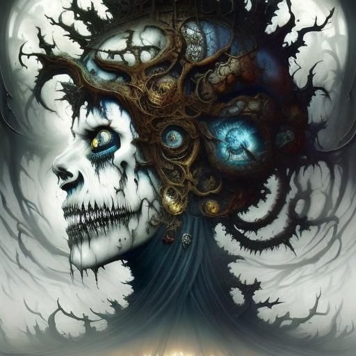Macabre Ghost Portrait in Rococo-Horrorcore Style