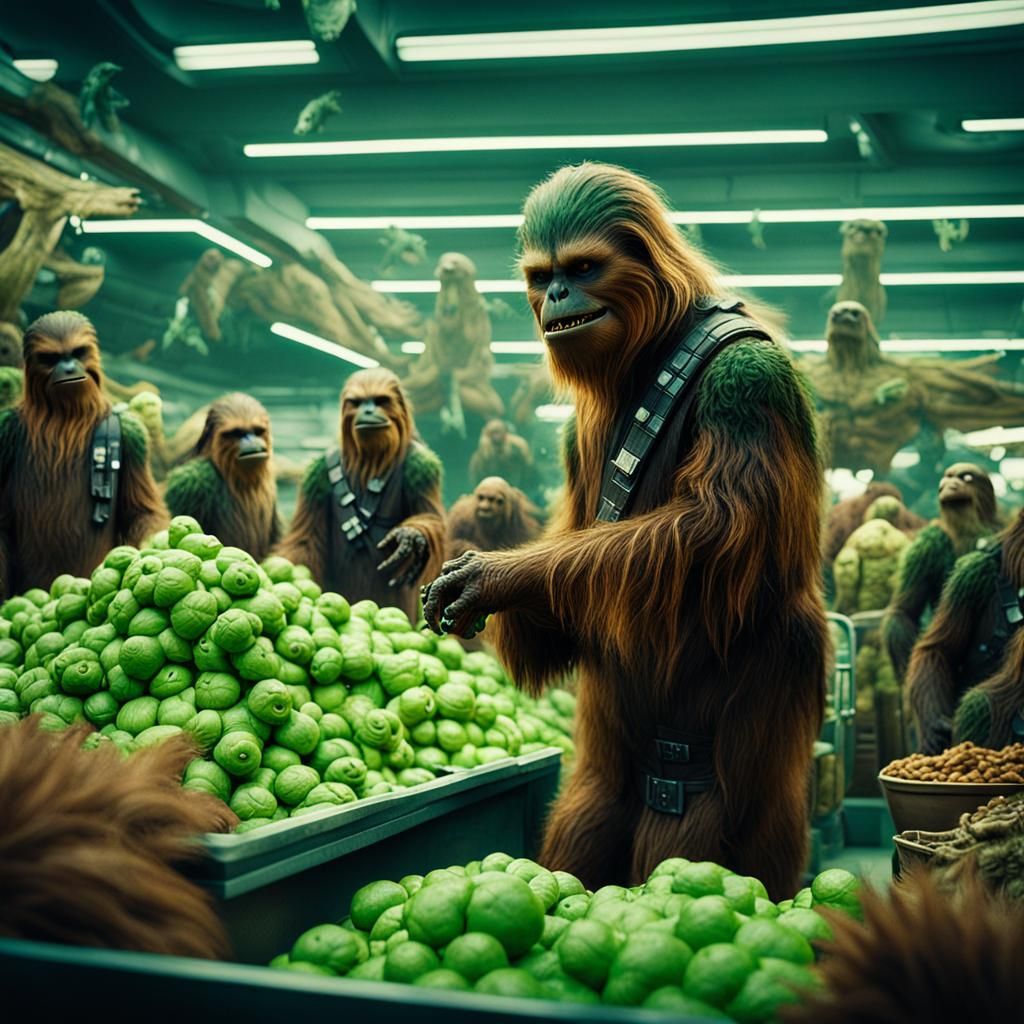 Wookiee Planet Market with Alien Creatures