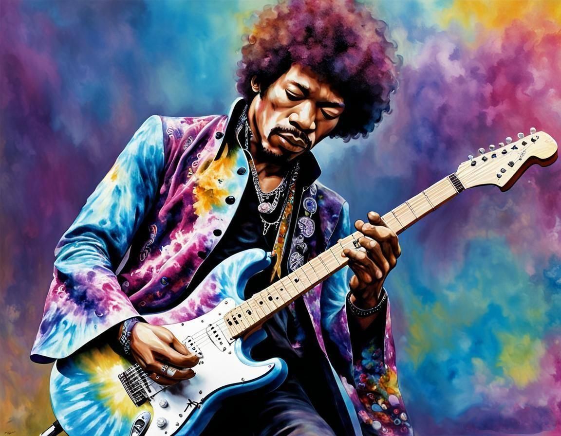 Psychedelic Guitarist at Woodstock Festival