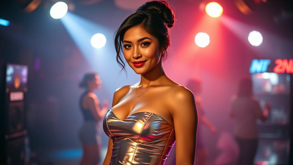 Confident Secretary Shines in Nightclub Spotlight