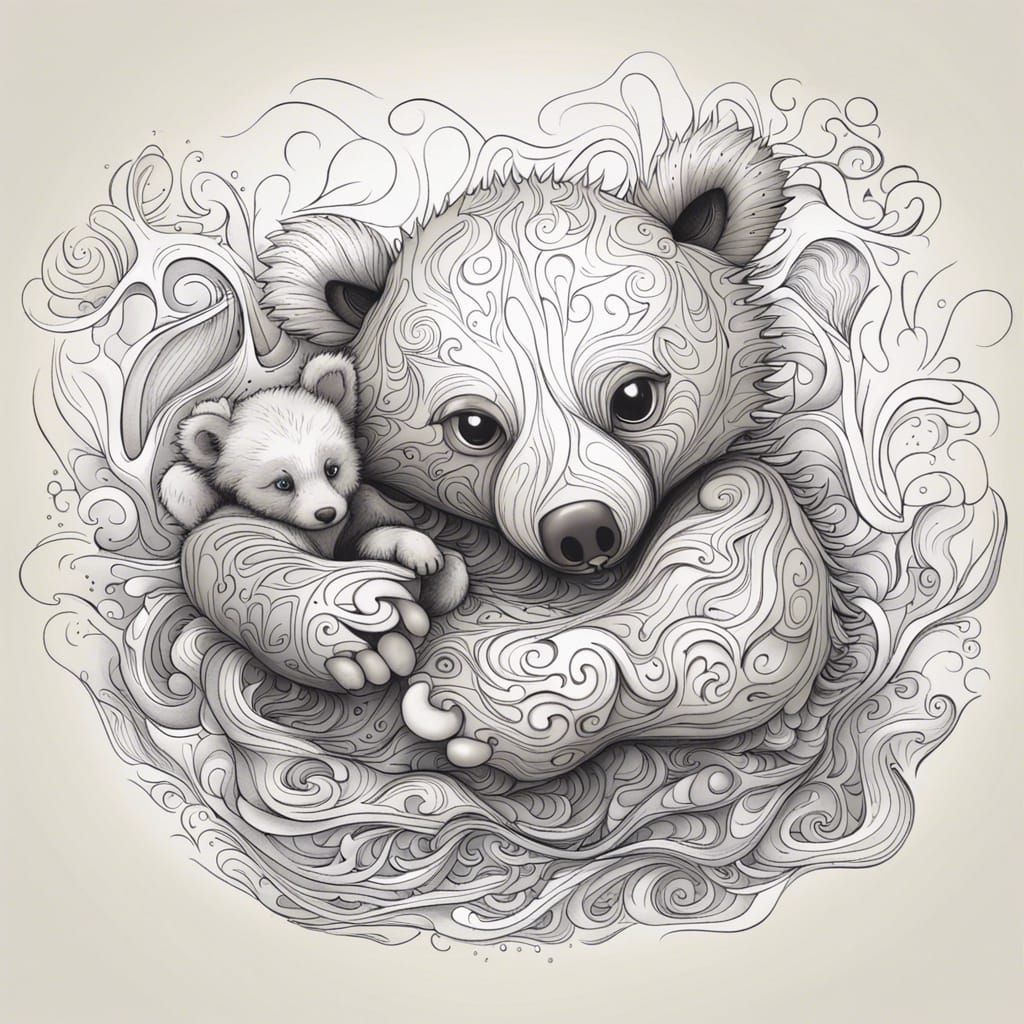 Creepy Hybrid Creature with Abstract Fractal Design