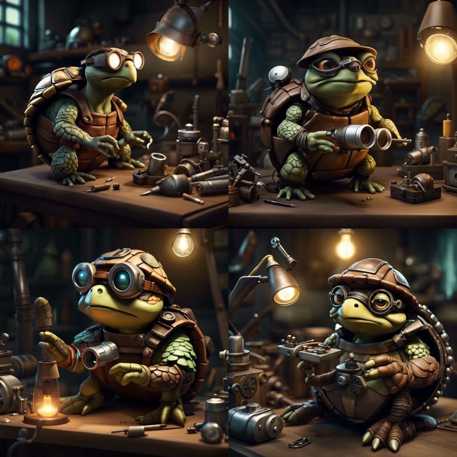 Tortle Artificer in Workshop with Robot Bird